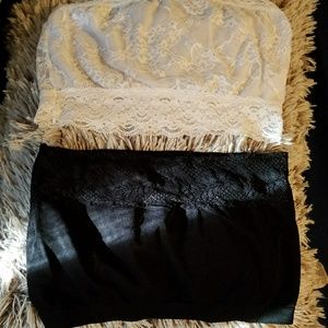 Set of 2 Lacey Bandeau Tops (Black&White)🖤